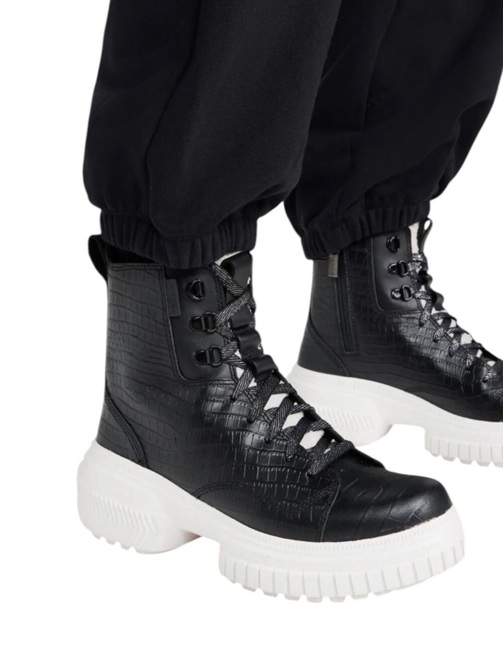 Sorel Ona Ave Lace Lux Waterproof Croc-Embossed Black Boots – Sz 8.5M